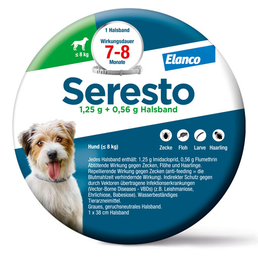 SERESTO 1,25g + 0,56g Halsband für Hunde bis 8kg