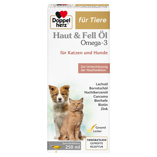 DOPPELHERZ für Tiere Haut&Fell Öl f.Hunde/Katzen